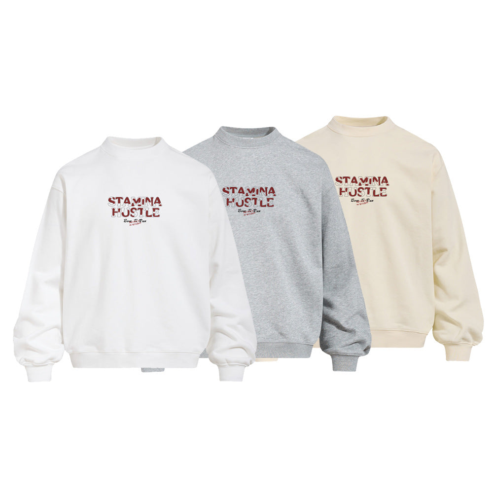Mother print loose round neck hoodie