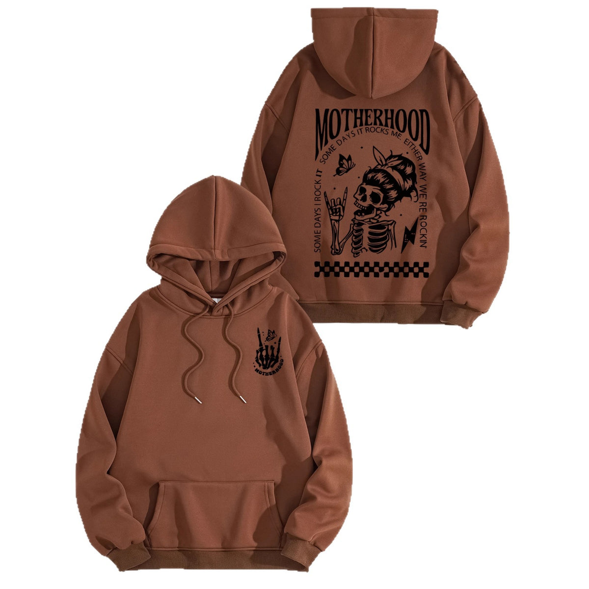 Printed hoodie with mother themed pattern