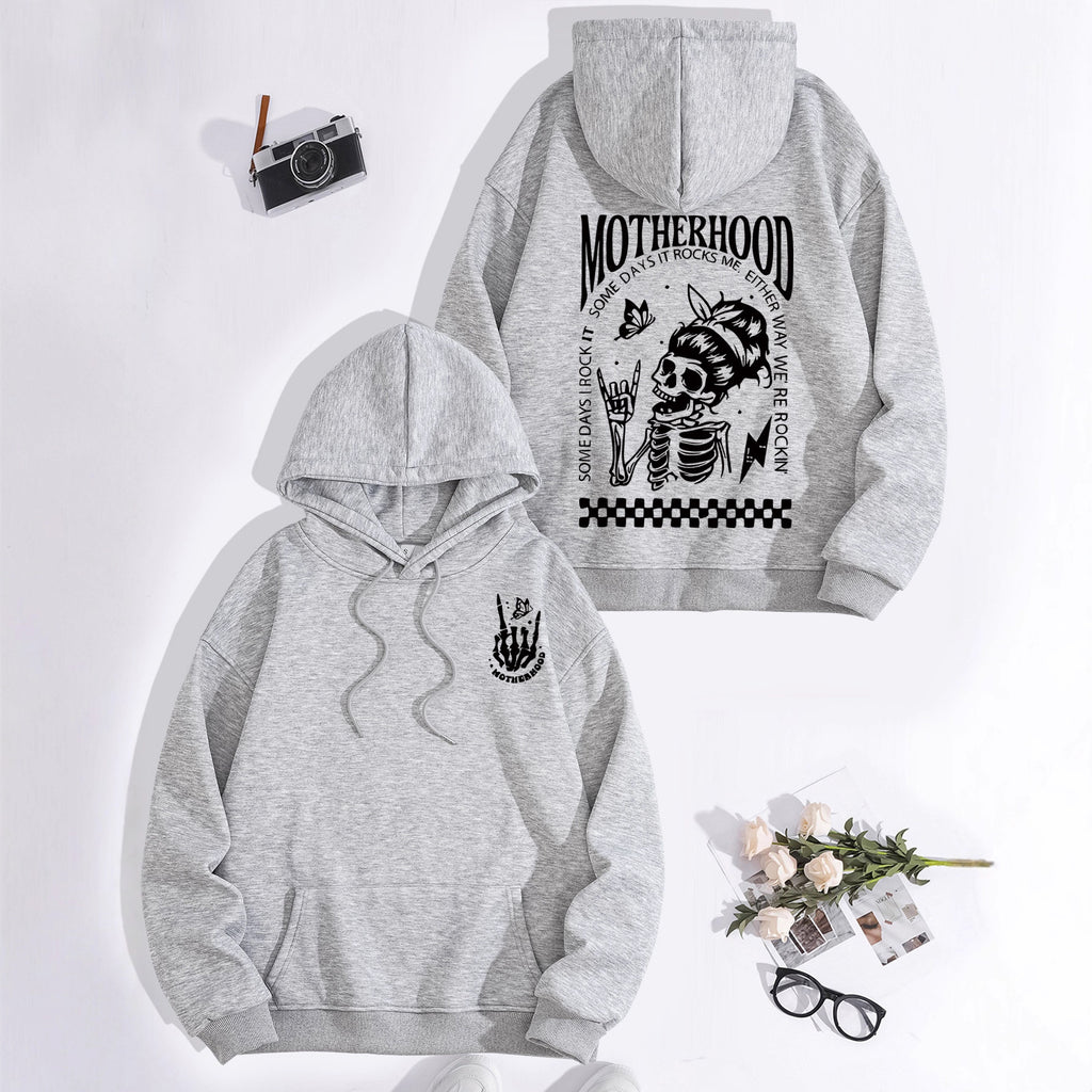 Printed hoodie with mother themed pattern