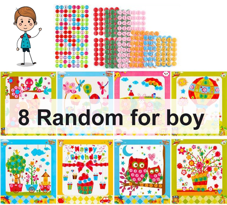 8Pcs Kids DIY Button Stickers Drawing Toys Handmade School Art Class Painting Drawing Craft Toys Children Early Educational GYH