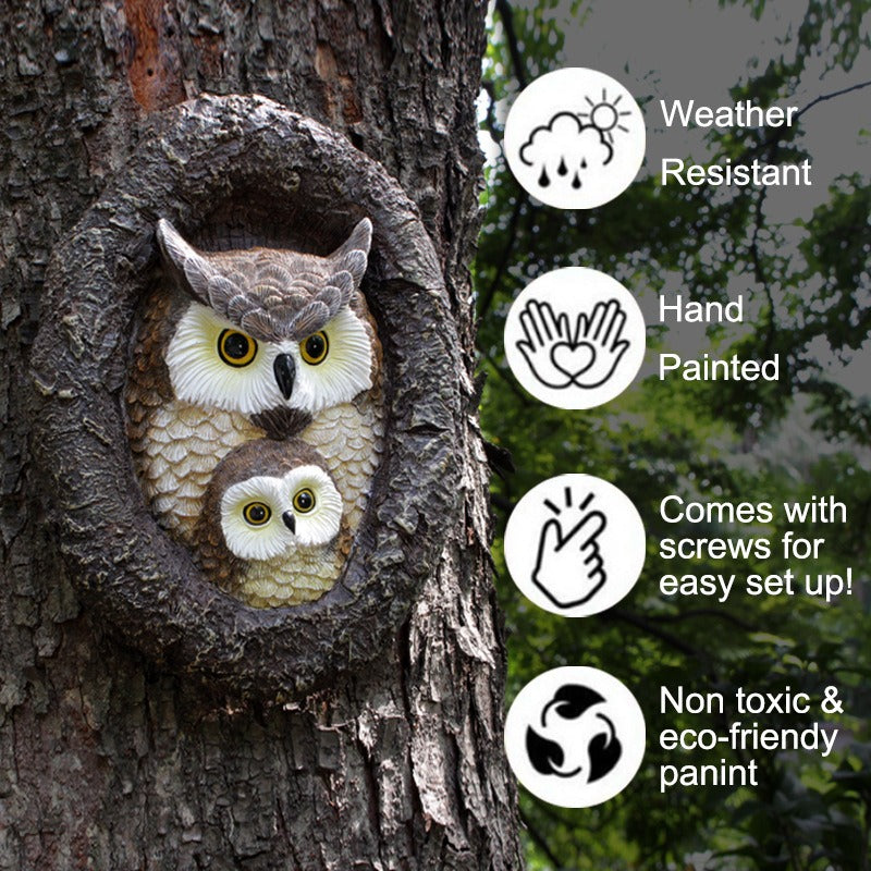 Outdoor Mother Child Owl Tree Hole Hanger